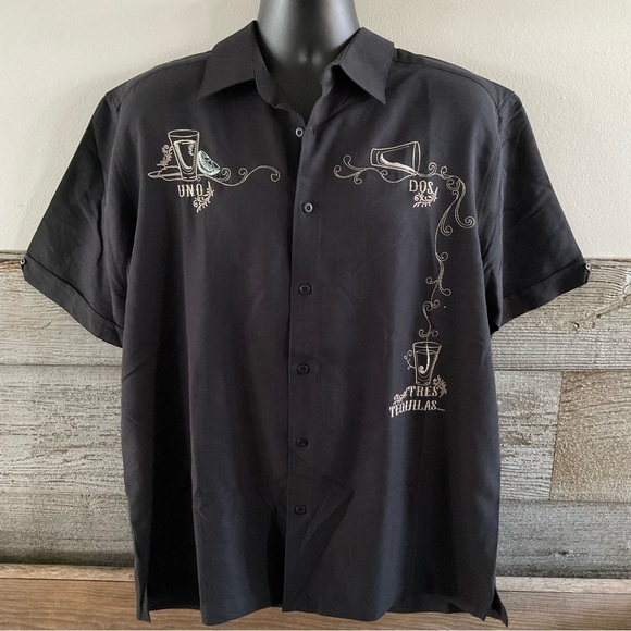 Cubavera Guayabera Shirt Large  Uno Dos Tres Tequila embroidered (P1) - Picture 1 of 9